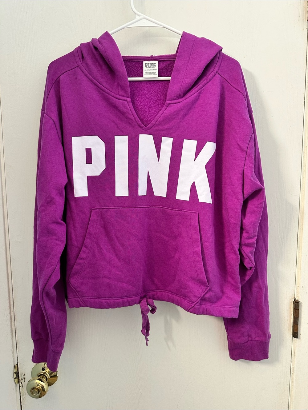 2 PINK Victoria's Secret Purple/Red Cropped Hoodie Sweatshirts Bundle XXL